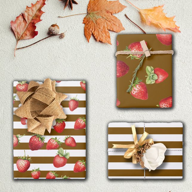Feuille De Papier Cadeau Grandes fraises de cacao (Créateur téléchargé)