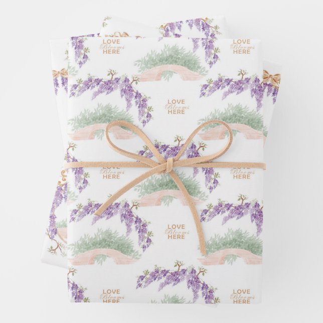 Feuille De Papier Cadeau Grandmillennial Wisteria Baby Shower  (En situation)