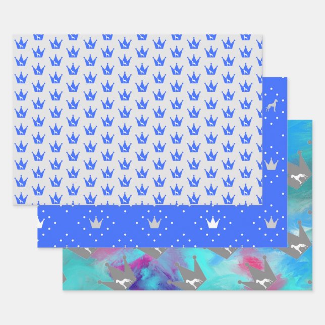 Feuille De Papier Cadeau Grands Danois Royaux Graphiques (Lot)