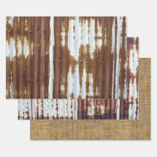 Feuille De Papier Cadeau Grange Tin Et Burlap