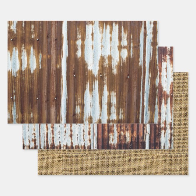 Feuille De Papier Cadeau Grange Tin Et Burlap (Lot)