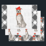 Feuille De Papier Cadeau Gray Pitbull Staffordishire Christmas Chien Plaid<br><div class="desc">Ce chien gris Pitbull, Staffordshire est prêt pour la saison des Fêtes un foulard rayé rouge et un casquette d'hiver, ce qui fait de ce chien un vrai fashionista. Ce mignon chien de Noël est associé à un imprimé plaid dans les tons gris et blanc sur cet ensemble d'enveloppement cadeau...</div>