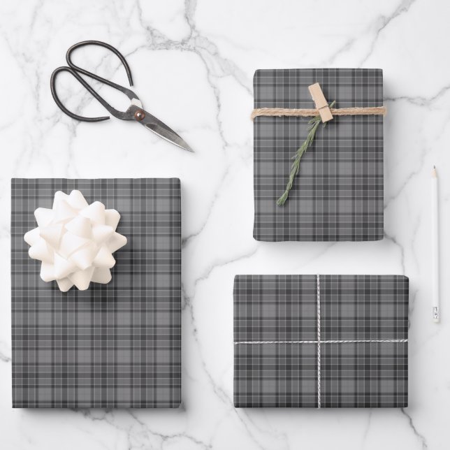 Feuille De Papier Cadeau Gray Plaid Tartan (Recto)