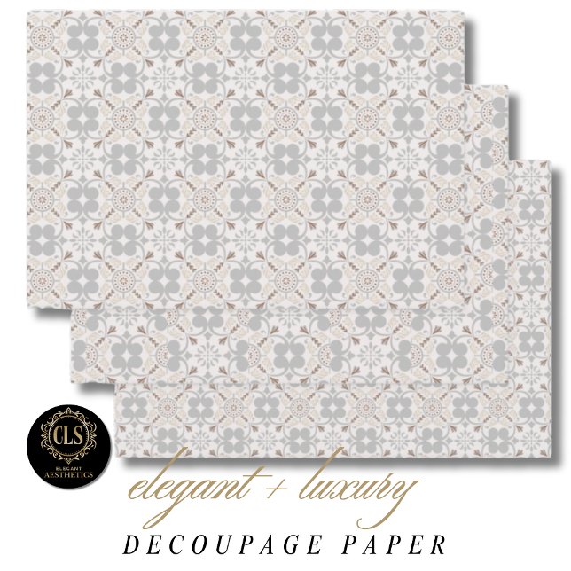 Feuille De Papier Cadeau Gray Spanish Tile Pattern (Decoupage Paper - Gray Spanish Tile Pattern)