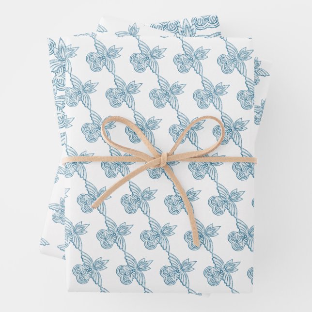 Feuille De Papier Cadeau Grec toga anniversaire fête avec élément bleu (En situation)