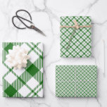 Feuille De Papier Cadeau Green and White Plaid Wrapping Paper Sheets<br><div class="desc">A set of three green and white plaid gift wrapping sheets that are great for gifts,  scrapbooking or crafts.</div>