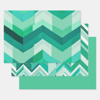 Feuille De Papier Cadeau Green Chevron