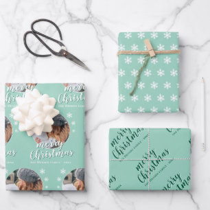 Feuille De Papier Cadeau Green Family Photo Snowflake Joyeux Noël
