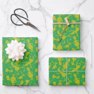 Feuille De Papier Cadeau Green Grinch Motif de patinage sur glace