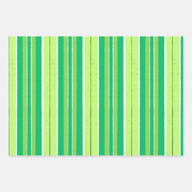 Feuille De Papier Cadeau Green Red And Blue Geometrical Stripes (Devant)