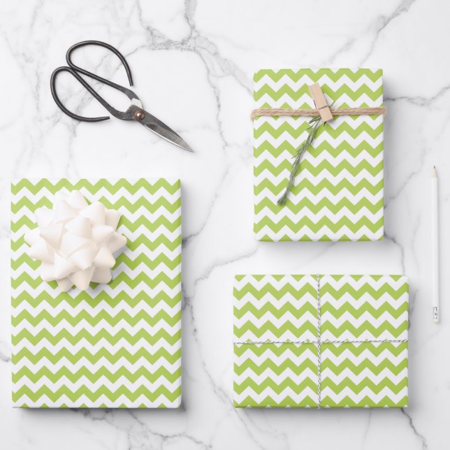 Feuille De Papier Cadeau Green Zigzag, Green Chevron, Motif géométrique (Recto)