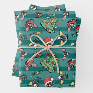 Feuille De Papier Cadeau Gremlins   Motif de Noël comique
