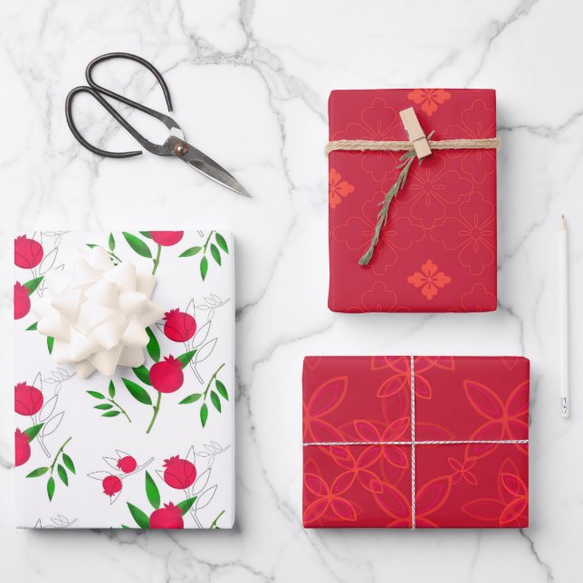 Feuille De Papier Cadeau Grenades et imprimeries de coordination (Recto)