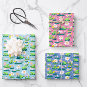Feuille De Papier Cadeau Grenouilles et Lily Pads BABY SHOWER mignon Enfant