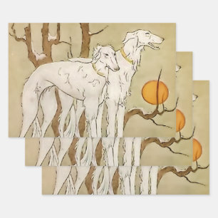 Feuille De Papier Cadeau « Greyhounds in Winter » par Marjorie Miller