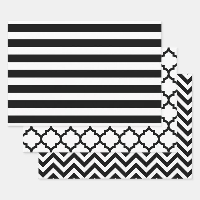 Feuille De Papier Cadeau Grille Marocaine Chevron do-it-yourself Couleurs B (Lot)
