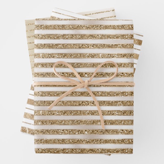 Feuille De Papier Cadeau Grilles Glam Gold (En situation)