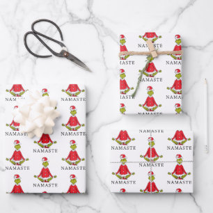 Feuille De Papier Cadeau Grinch Namasté le Père Noël