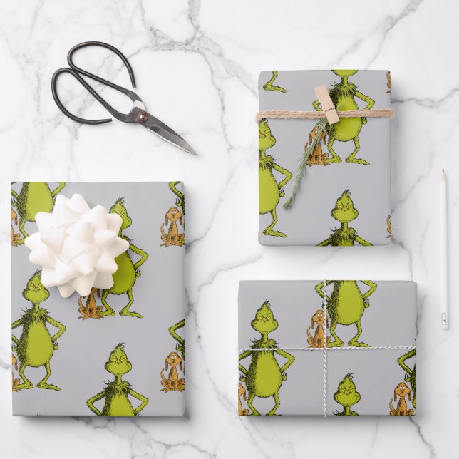 Feuille De Papier Cadeau Grinch | posture de Max et Grinch (Recto)