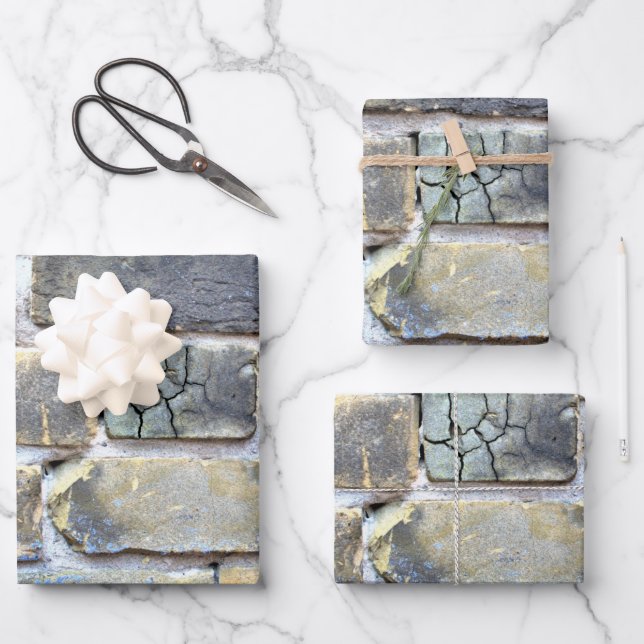Feuille De Papier Cadeau Gris et pastels crumbling Brick Wall (Recto)