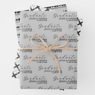 Feuille De Papier Cadeau Gris Grad Nom Script Moderne