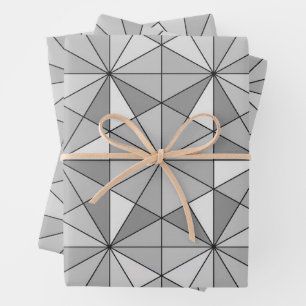 Feuille De Papier Cadeau Gris noir Mosaïque Triangle Motif rétro
