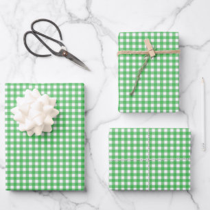 Feuille De Papier Cadeau Gris Vert Simple Plaid