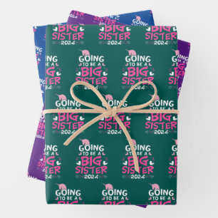 Feuille De Papier Cadeau Grosse soeur Coeurs Unicorne 2024