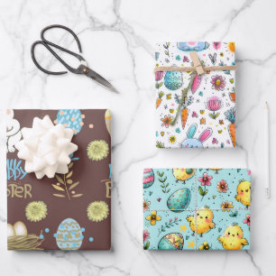 Feuille De Papier Cadeau Groupe de Pâques