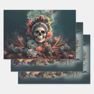 Feuille De Papier Cadeau Guerrier douloureux, gothique amérindien