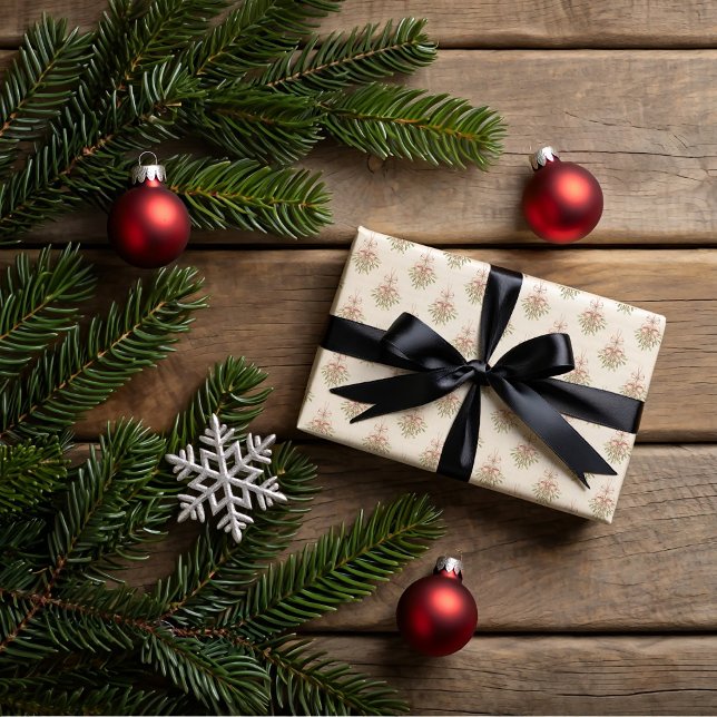 Feuille De Papier Cadeau Gui de Noël, biscuits de Noël  (Créateur téléchargé)