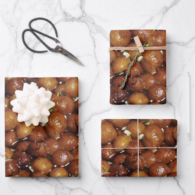 Feuille De Papier Cadeau Gulab Jamun Dessert Motif alimentaire sucré (Recto)