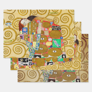 Feuille De Papier Cadeau Gustav Klimt Exécution Nouveau Couple