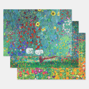Feuille De Papier Cadeau Gustav Klimt, fleurs et fleurs