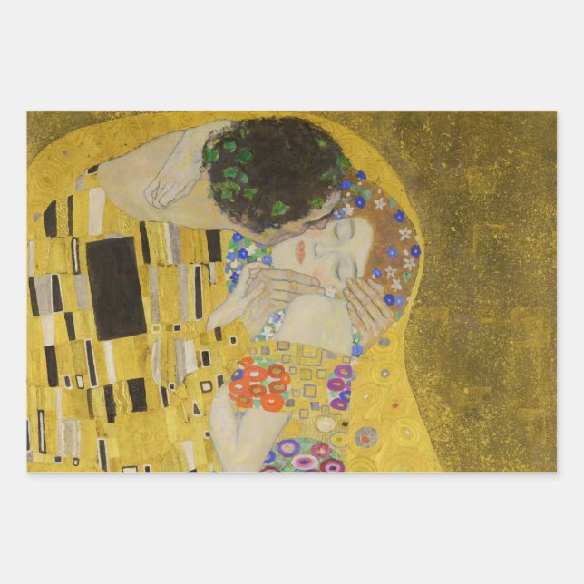 Feuille De Papier Cadeau Gustav Klimt - Le baiser (Devant)