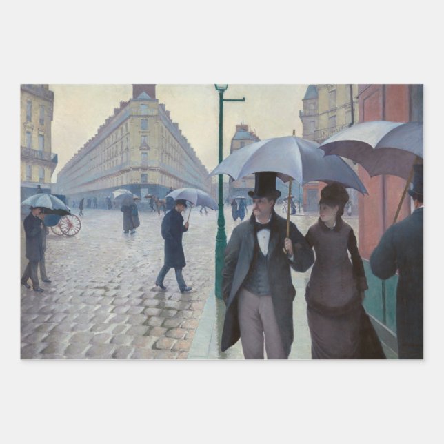 Feuille De Papier Cadeau Gustave Caillebotte - Paris Street ; Rainy Day (Devant)
