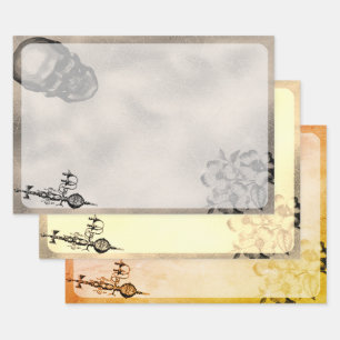 Feuille De Papier Cadeau Halloween crâne et araignée Web Ephémère de la peu