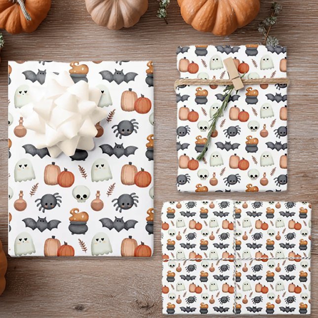 Feuille De Papier Cadeau Halloween des araignées lunaires (Whimsical Halloween Wrapping Paper)