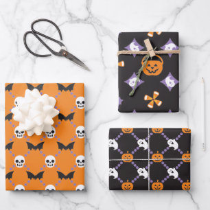 Feuille De Papier Cadeau Halloween Designer Amusement, Skuls & Citrouilles