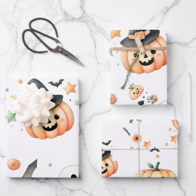 Feuille De Papier Cadeau Halloween Éffrayant premier (Recto)