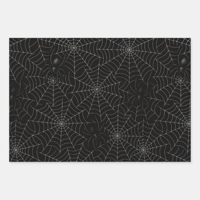 Feuille De Papier Cadeau Halloween éffrayante Déplaisante Spider Web (Devant 3)