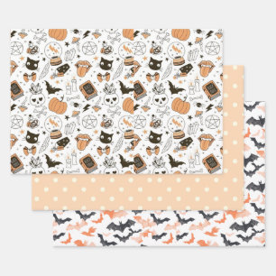 Feuille De Papier Cadeau Halloween Fantôme Pastel Mignon