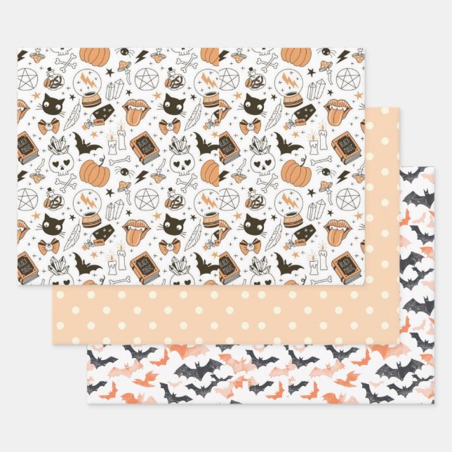 Feuille De Papier Cadeau Halloween Fantôme Pastel Mignon (Lot)