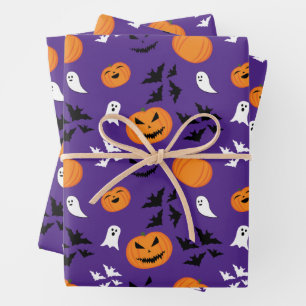 Feuille De Papier Cadeau Halloween fantômes citrouille chauves-souris amusa