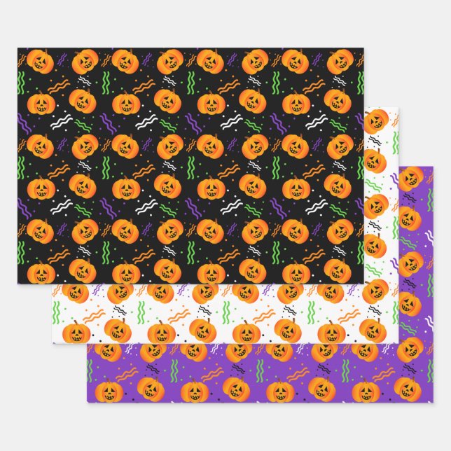 Feuille De Papier Cadeau Halloween festive Jack-o'-lanterne (Lot)