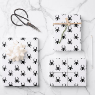 Feuille De Papier Cadeau Halloween Petits Araignées