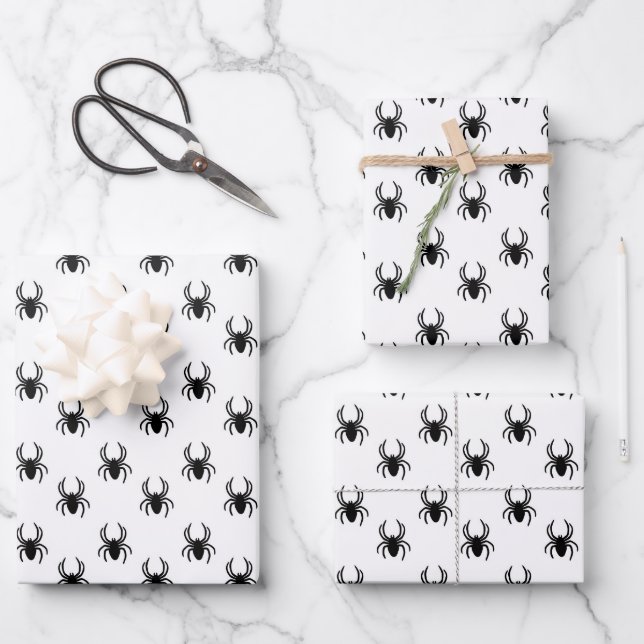 Feuille De Papier Cadeau Halloween Petits Araignées (Recto)