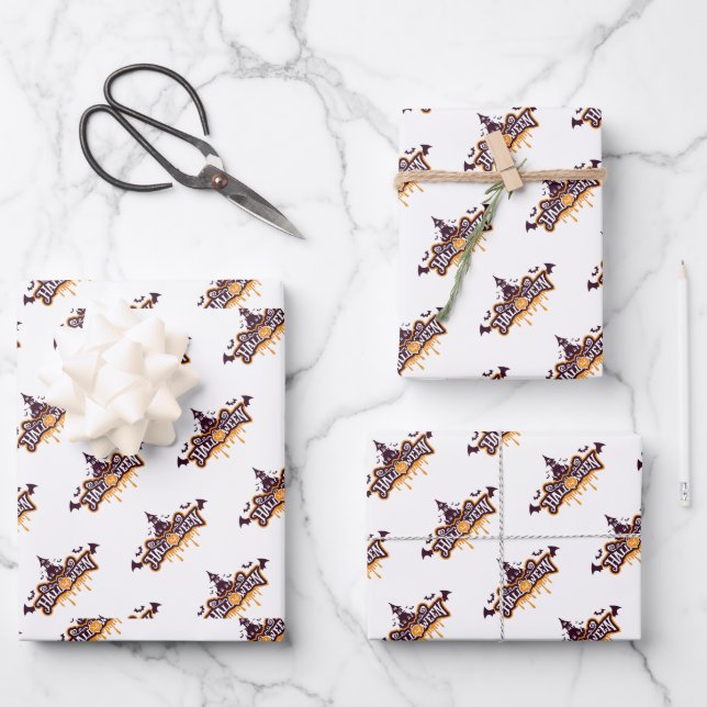 Feuille De Papier Cadeau Halloween Pleine lune Witch Maison Éffrayante (Recto)