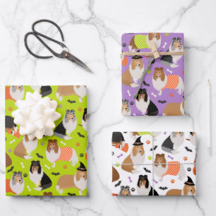 Feuille De Papier Cadeau Halloween Rough Collie