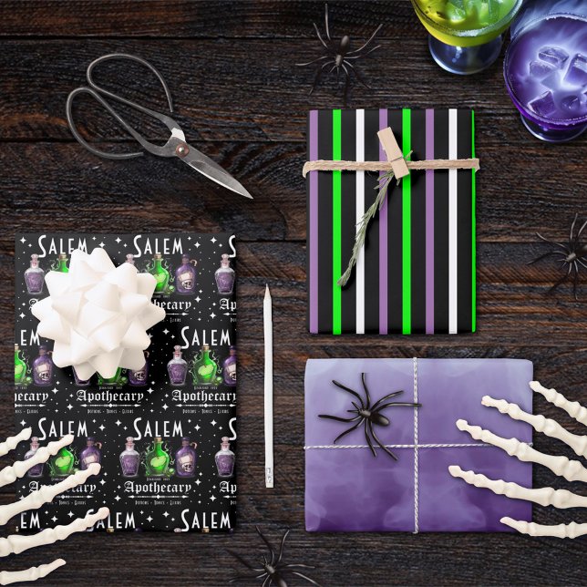 Feuille De Papier Cadeau Halloween Salem Potions appothécaires Toniques Eli (Créateur téléchargé)